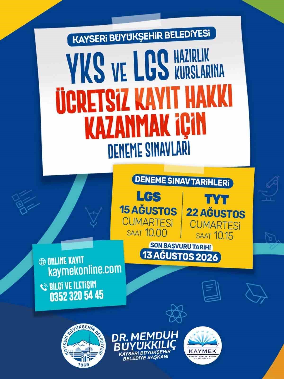 Büyükşehir ile başarıya giden yol KAYMEK’te başlıyor: Ücretsiz YKS ve LGS kursu fırsatı