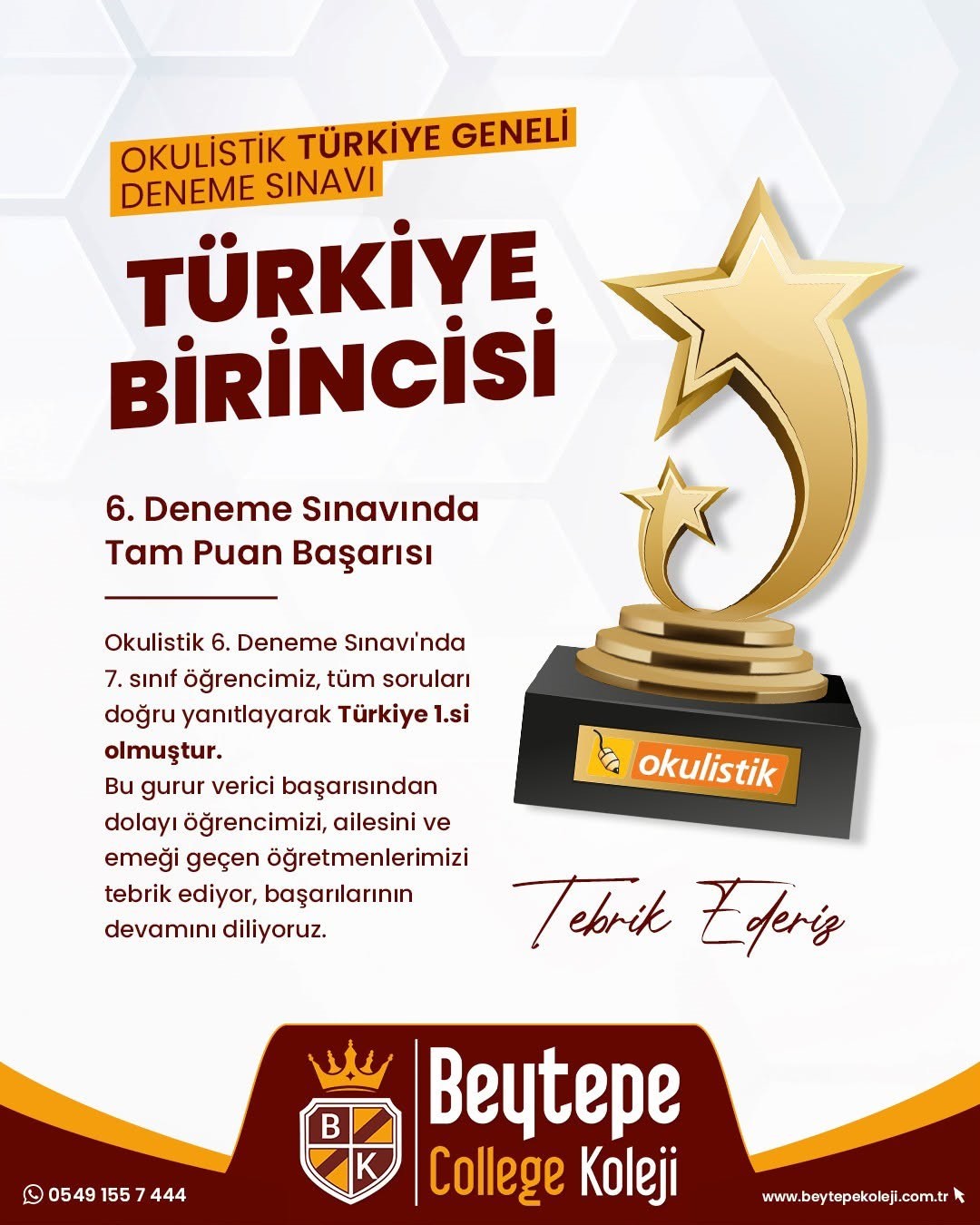 Beytepe Koleji’nden Malatya’ya eğitimde başarı sözü