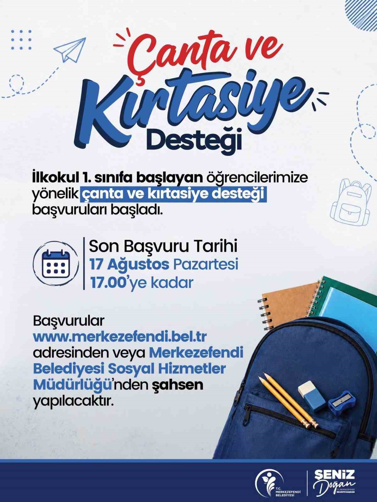 Merkezefendi’de çanta ve kırtasiye desteği başladı