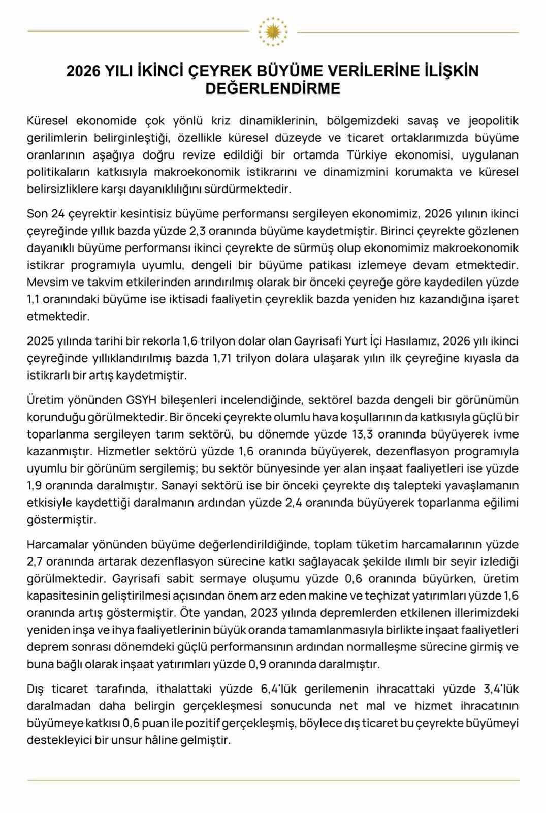 Cumhurbaşkanı Yardımcısı Yılmaz: "Yıllıklandırılmış milli gelirimiz 1,71 trilyon dolara y&uuml;kselmiştir"