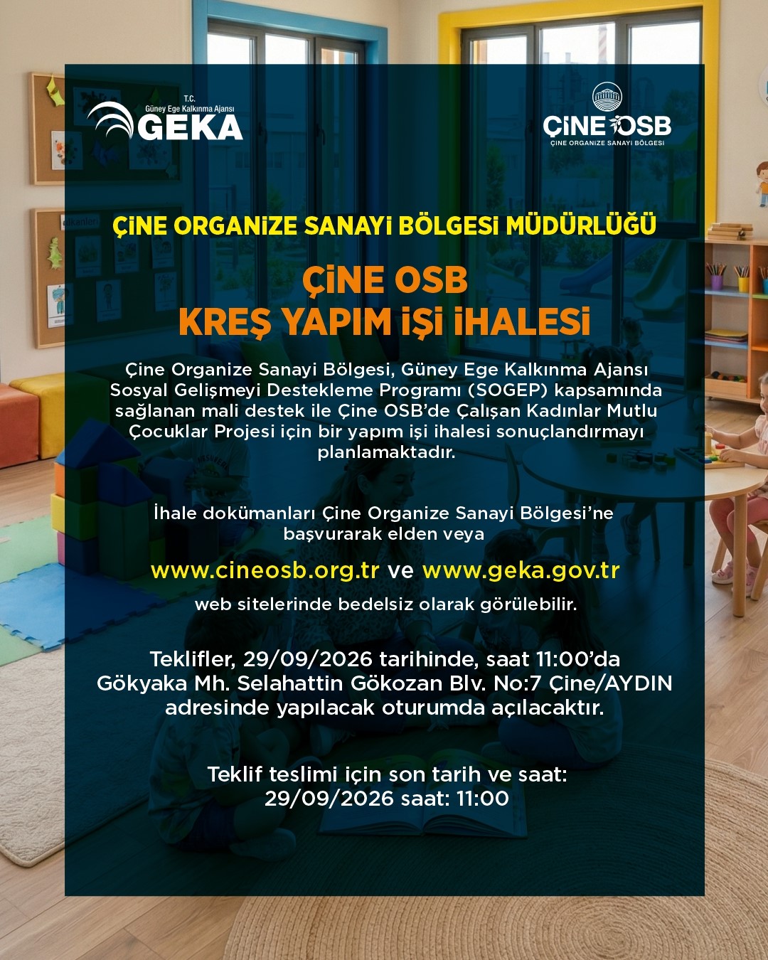 Çine OSB’de ’çalışan kadınlar için kreş’ projesinde ihale süreci başladı