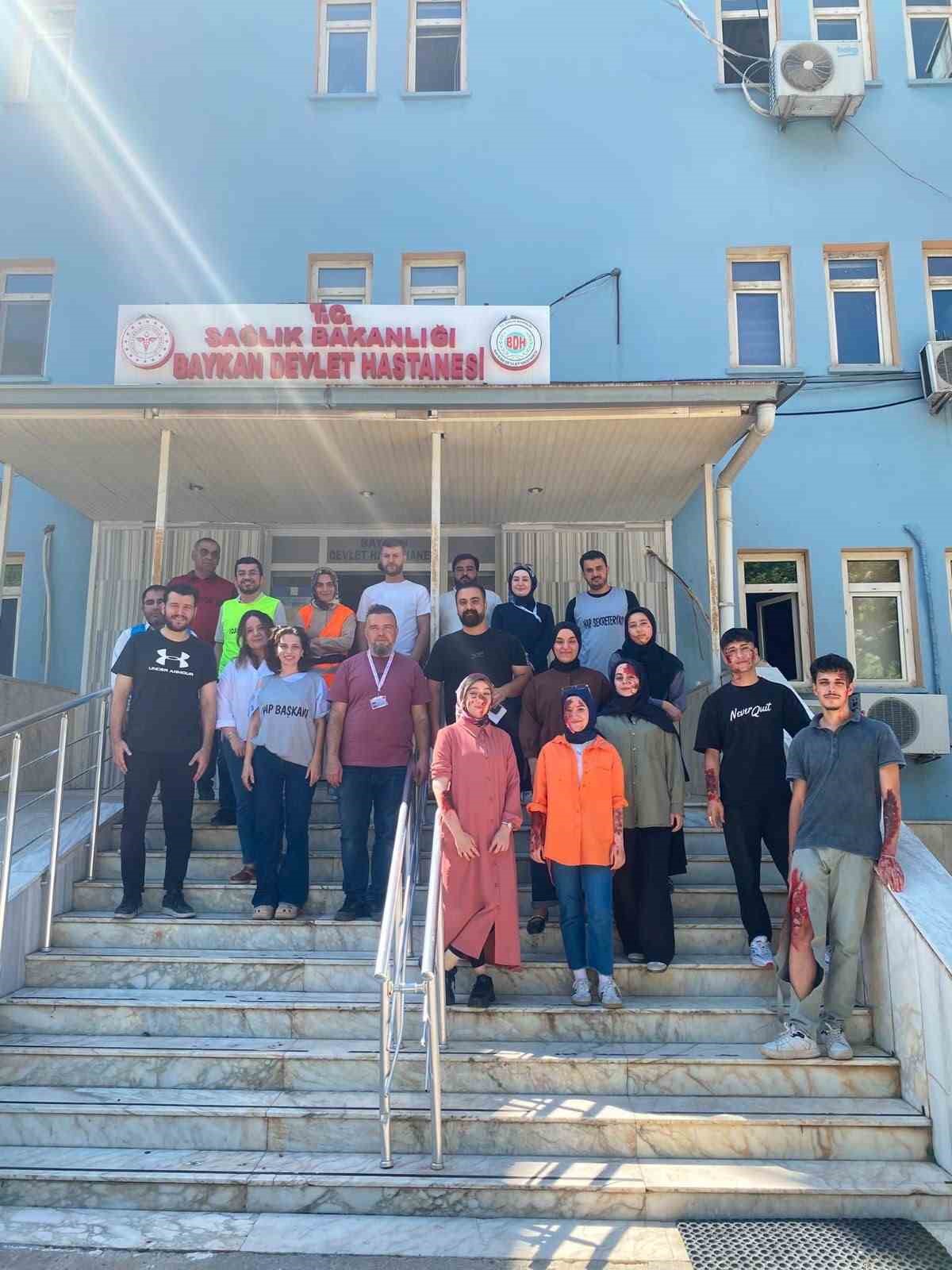Baykan Devlet Hastanesinde HAP saha tatbikatı gerçekleştirildi