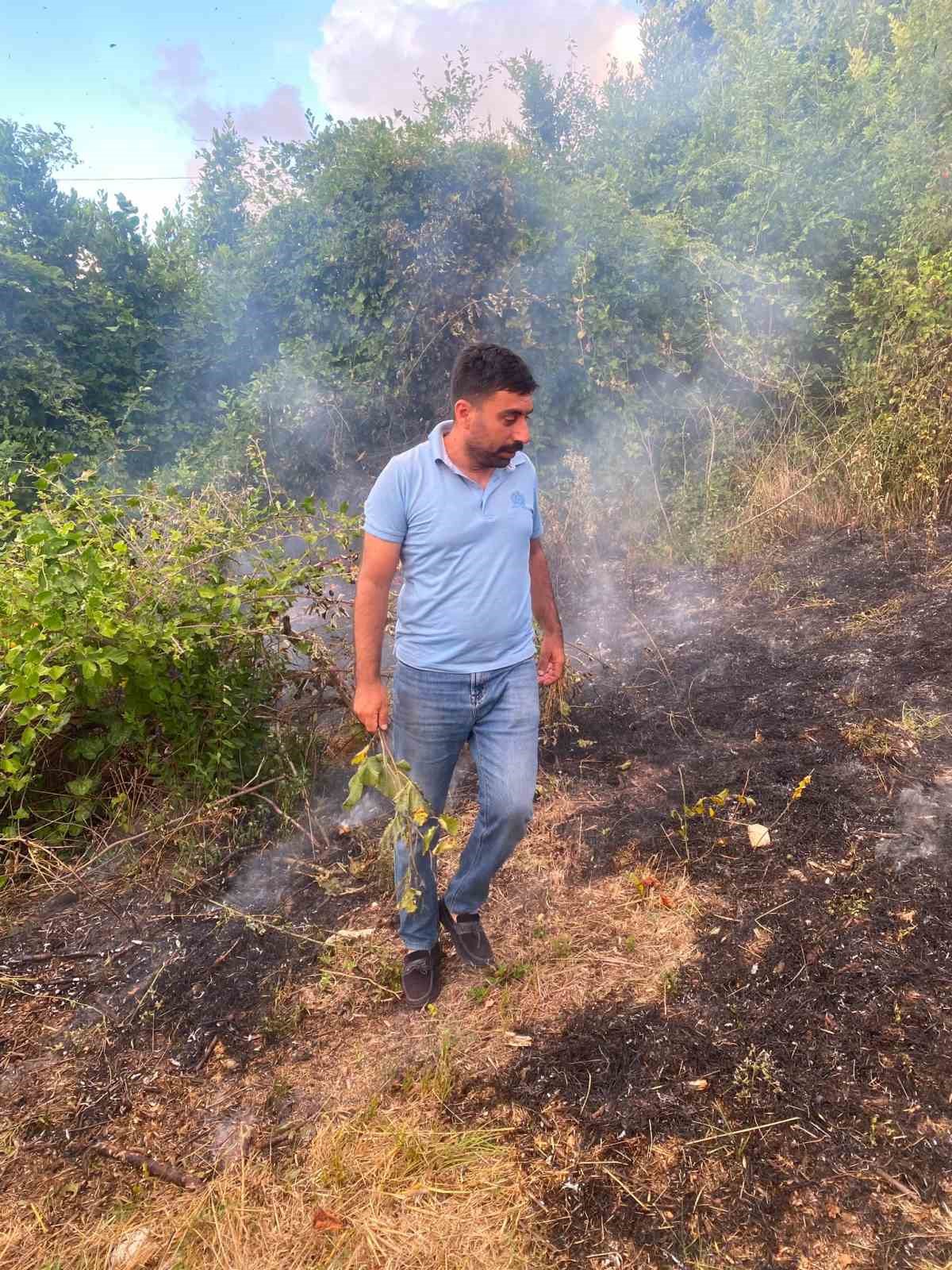 Düzce’de fındıklıkta korkutan yangın