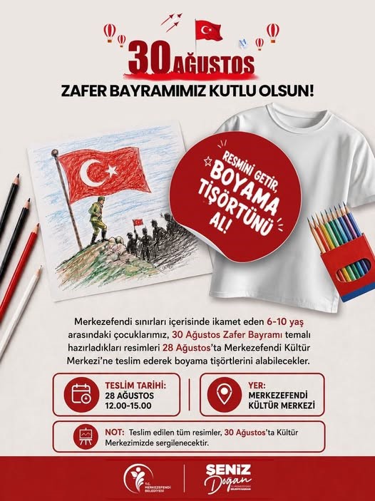 Merkezefendi&rsquo;de &ccedil;ocuklar Zafer Bayramı&rsquo;nı resimlerle kutlayacak