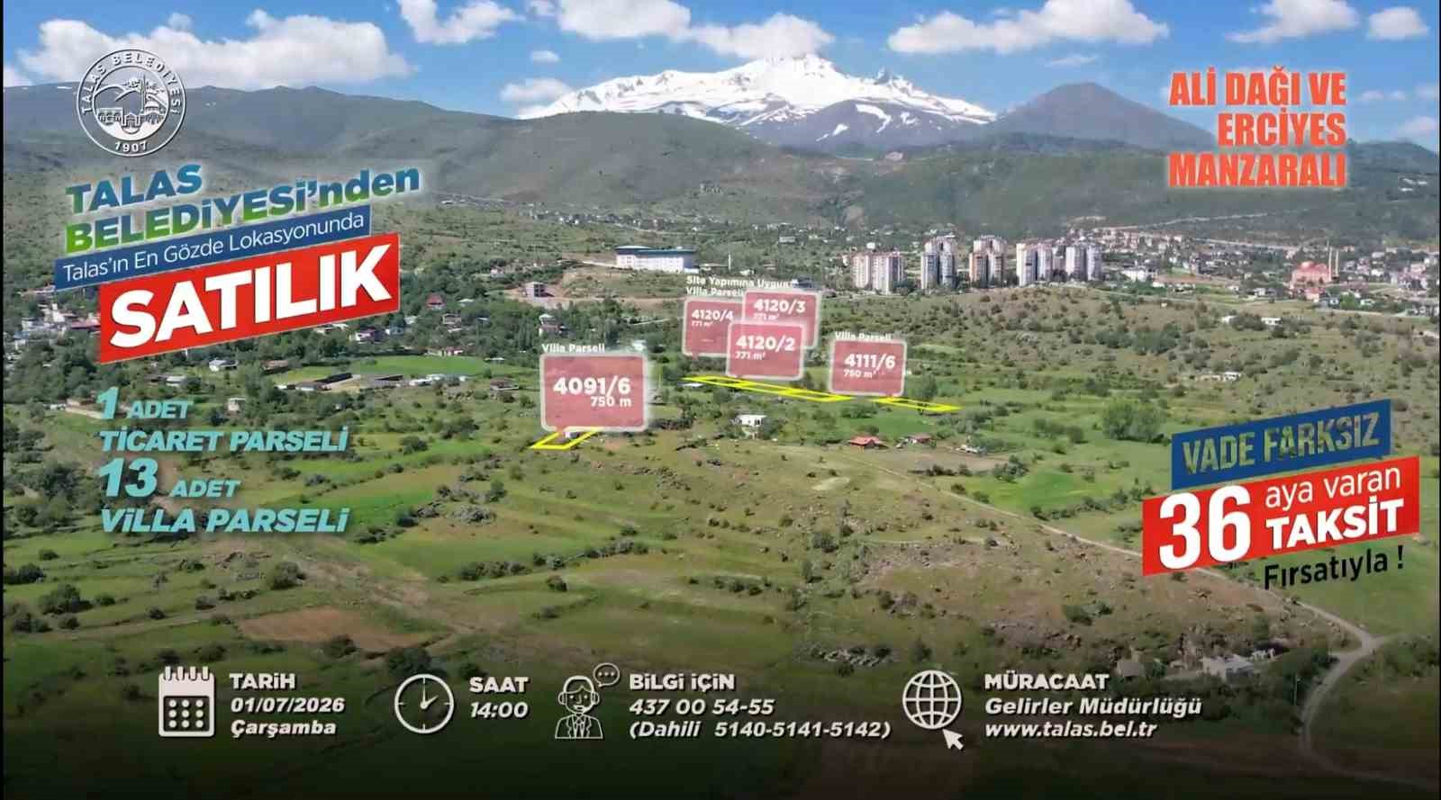 Talas&rsquo;ta konut, ticaret ve villa arsa fırsatı bir arada