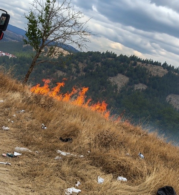 Karabük’te anız yangını ormanlık alana sıçramadan söndürüldü