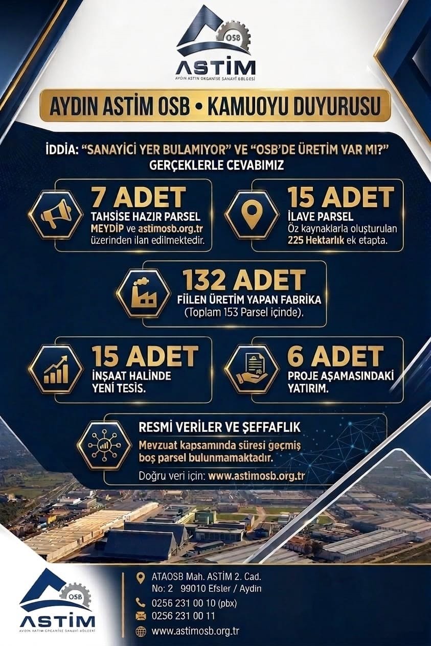 Astim OSB&rsquo;den &rsquo;sanayici yer bulamıyor&rsquo; iddialarına yanıt