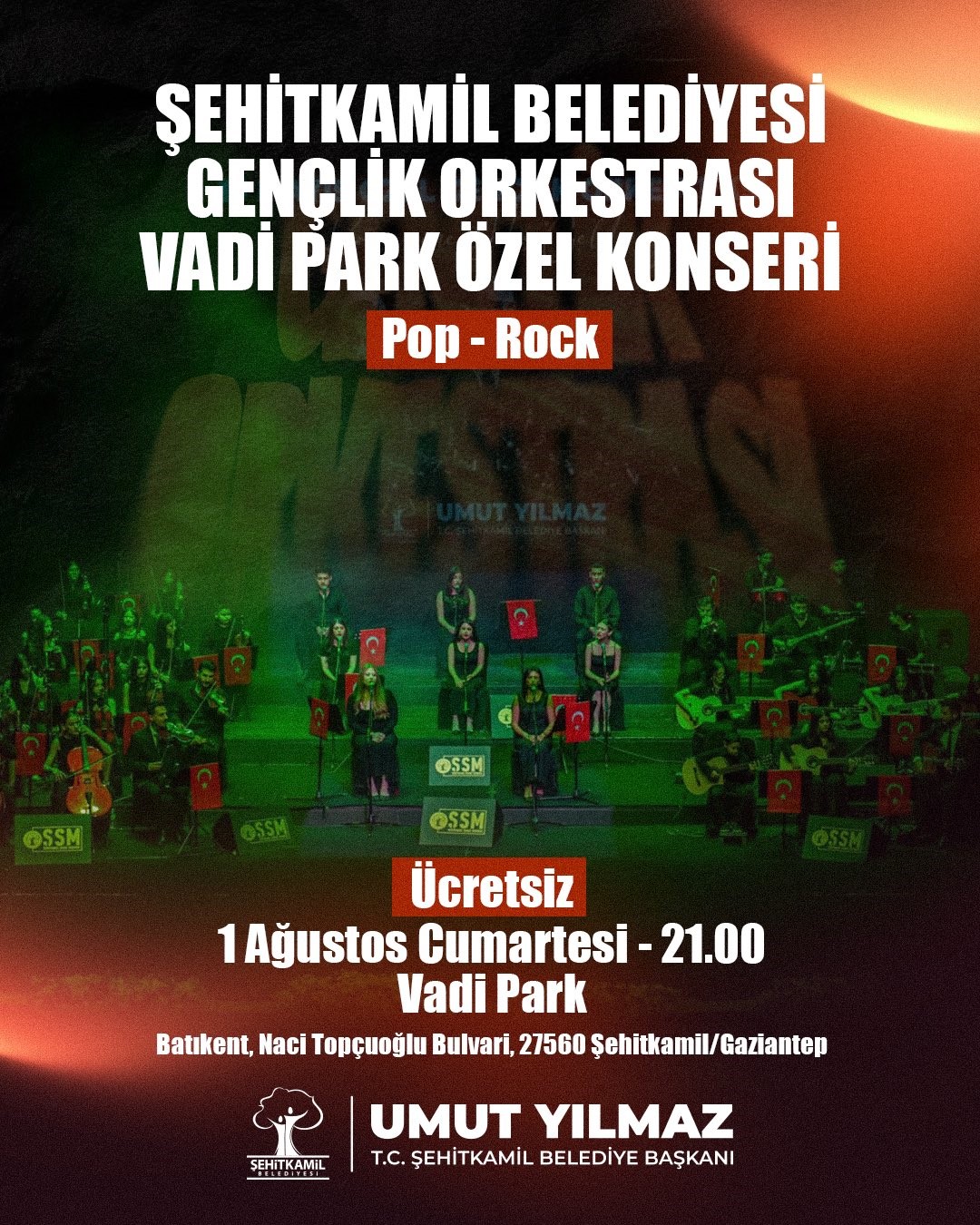 Şehitkamil Gençlik Orkestrası, Vadi Park’ta müzikseverlerle buluşuyor